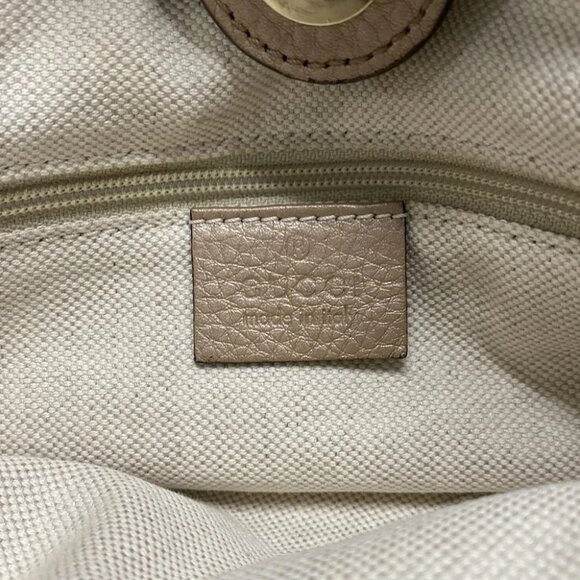 Auth GUCCI Sukey Pink Beige Leather Tote Bag - Picture 9 of 9